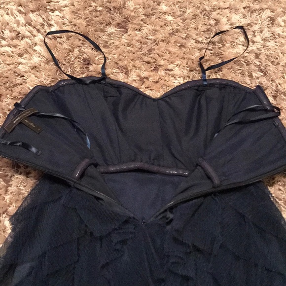 BCBG Navy Tulle Ruffle Strapless Dress - Picture 7 of 8